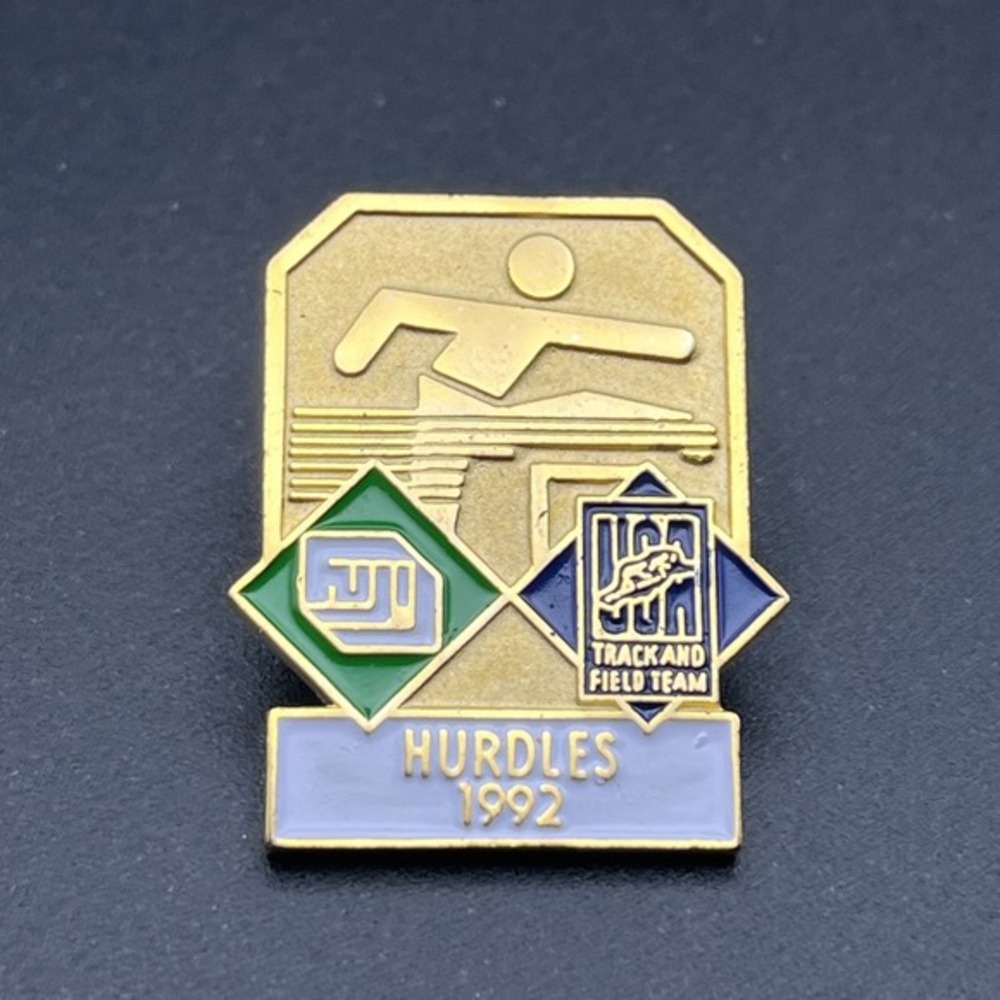 1992 Barcelona Olympics USA Track & Field Team Hurdles Gold Tone Lapel Hat Pin